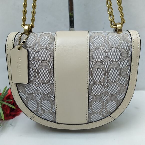 Coach Alie Signature Jacquard Ivory Chain Strap Crossbody Bag - NWT $550 - Picture 5 of 16